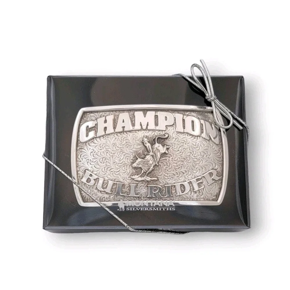 Montana Silversmiths‎ Fine Silver Champion Bull Rider Buckle Retail $130 ~ NEW